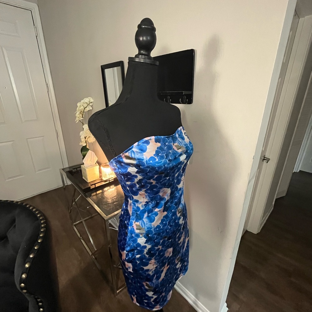 Blossom Dress , Satin , Blue , GUUWOO ( Shop So Real)